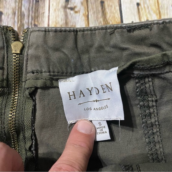 Hayden Los Angeles Green Cotton Stretch Tie Up Zip Back Mini Skirt - Picture 4 of 5